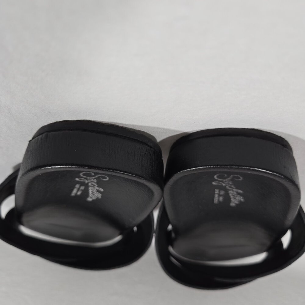 SEYCHELLES Minimalist Lighthearted Slides BLACK Leather Sandals Women's Size 9. - Picture 10 of 17